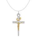 18K Gold Rhodium-Plated Sterling Silver Crucifix Charm Pendant with Sterling Silver Cable Chain Necklace O688690