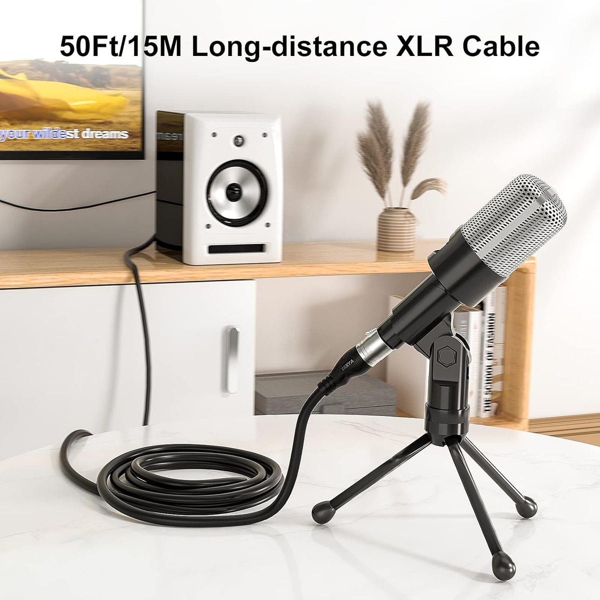 XLR Cable 50ft Pack of 2, 3-Pin Male to Female Microphone Cable K3268