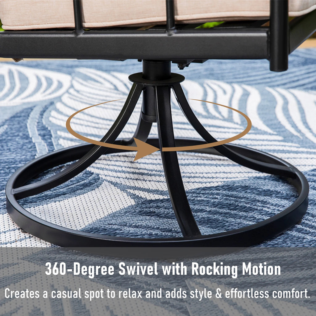 7-Piece Outdoor Dining Set with 6 Swivel Cushioned Chairs & Rectangular Table B175