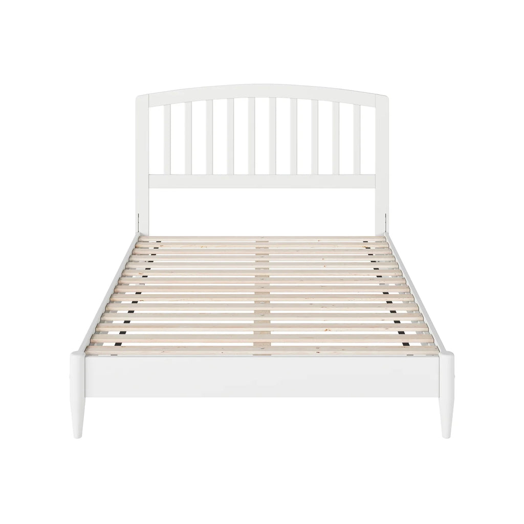 White Full Solid Wood Low Profile Platform Bed V6637