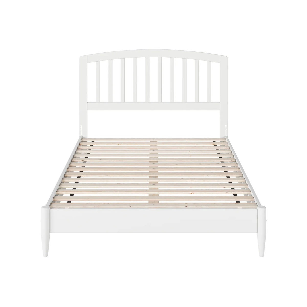 White Full Solid Wood Low Profile Platform Bed V6637