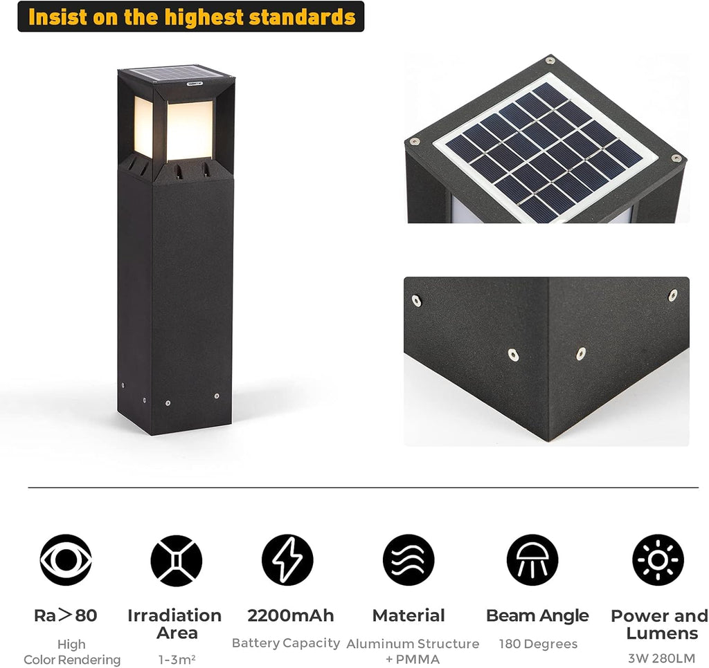 Solar IP54 Waterproof 3000K LED 32 Inches Outdoor Bollard Light B206935