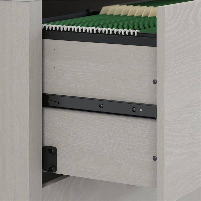 Bow Front Desk and Credenza with Mobile File Cabinet in Gray Sand D248100
