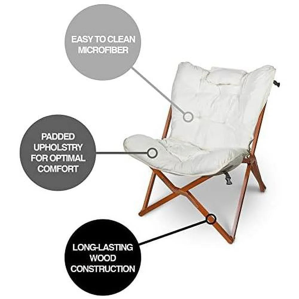 White Wood Folding Accent Chair K36199