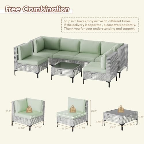 7-Piece All-Weather Rattan Patio Furniture Set with Cushions V56910