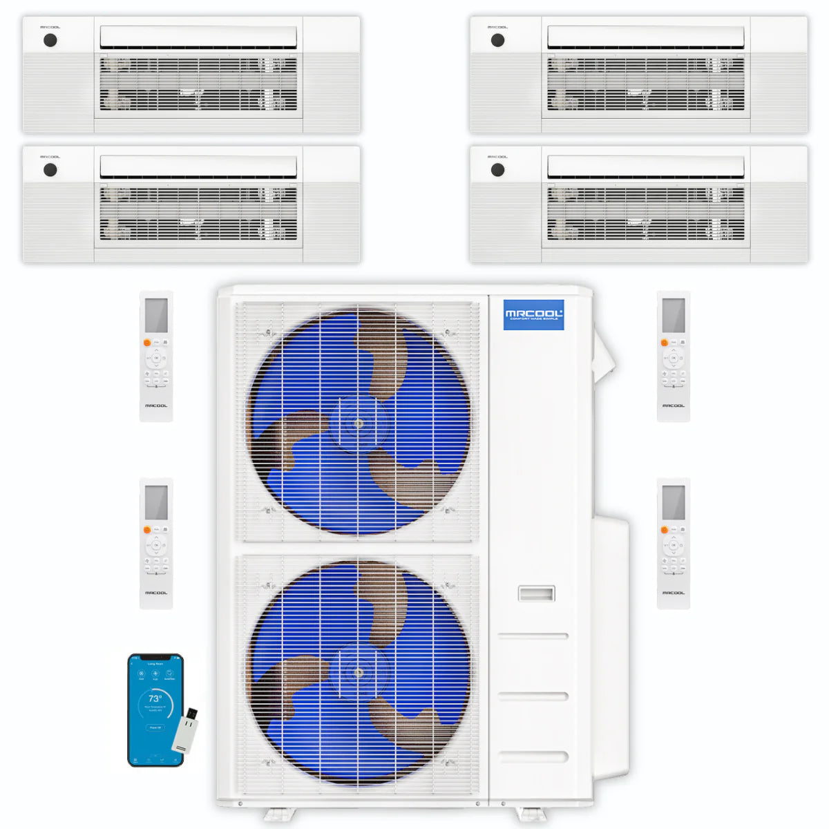39,000 BTU 4 Zone Ceiling Cassette Ductless Air Conditioner and Heat Pump I167729