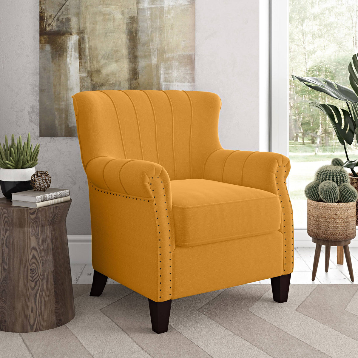 Mustard Yellow Linen Armchair L353