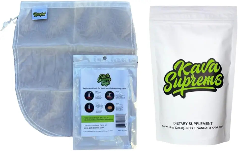 Kava Starter Kit with Strainer Bag and 8oz Kava Root Powder R187329
