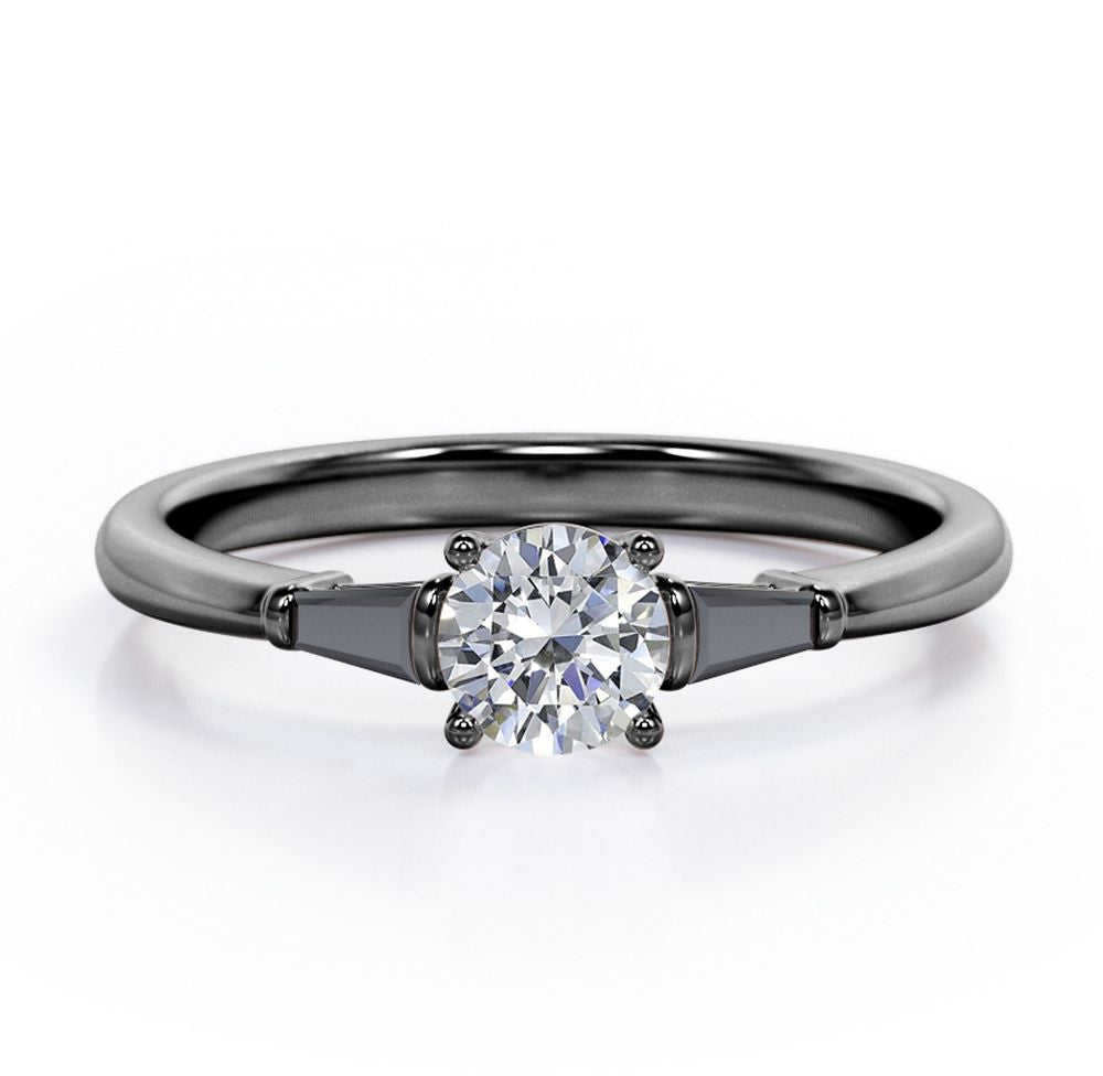 Minimalist Engagement Ring with Lab Created Black Diamond F83578