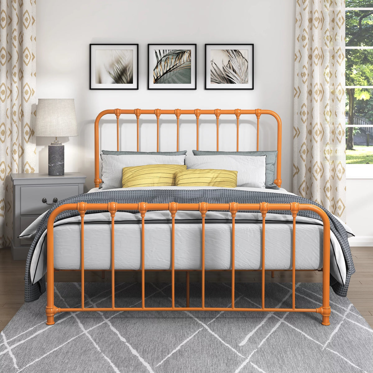 Metal Platform Bed Full Navy Blue L929