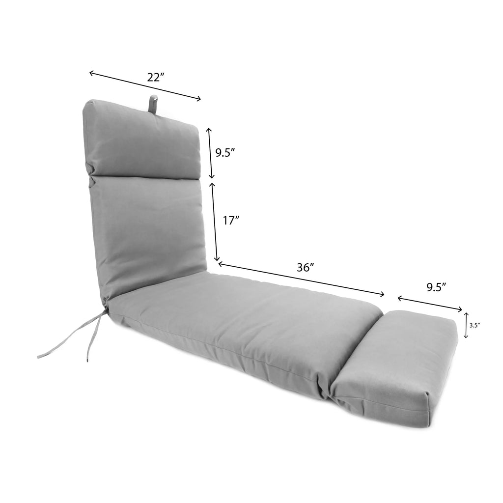 72" x 22" Turquoise Solid Outdoor Chaise Lounge Cushion with Ties and Hanger Loop G6810