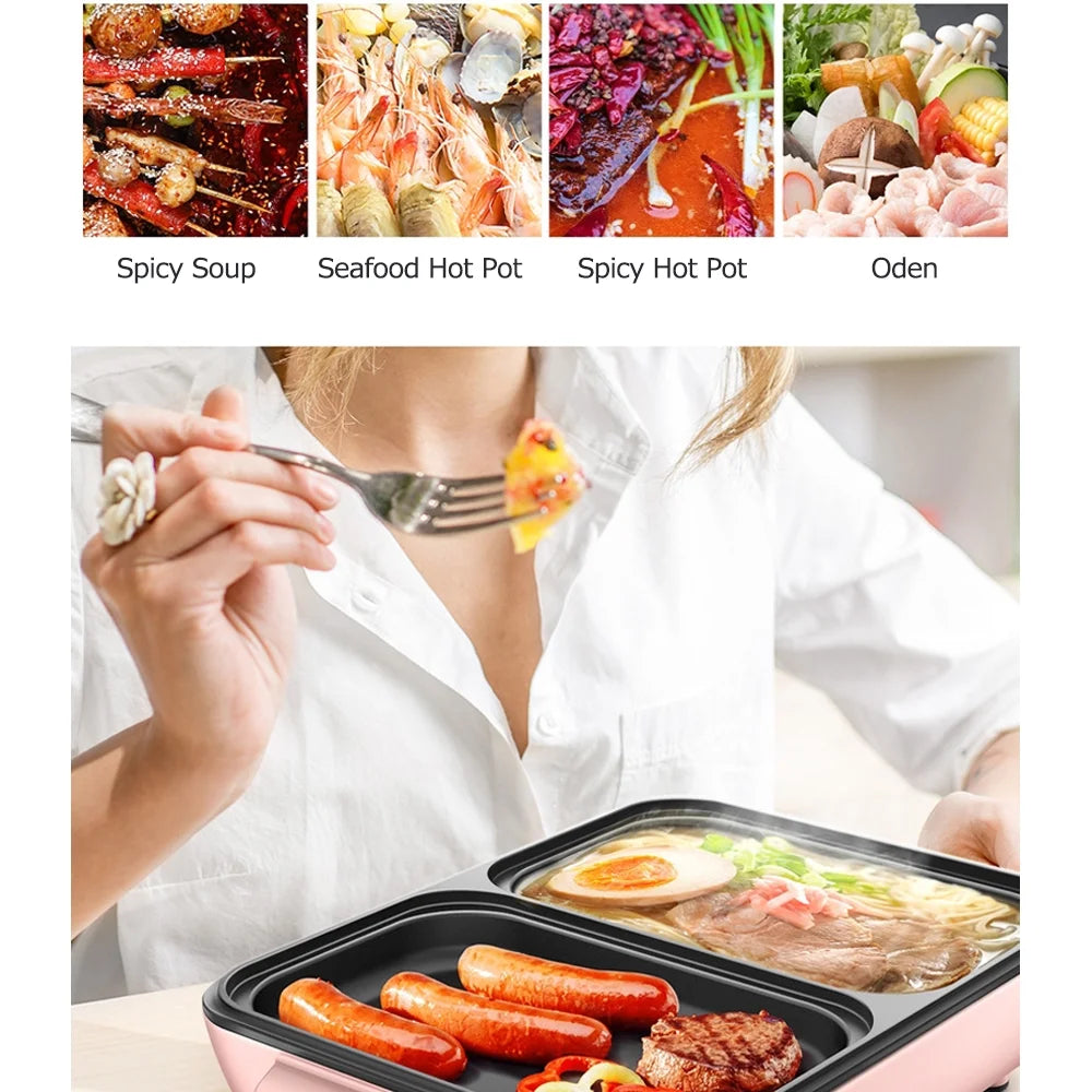 Electric Grill Pan 2 Speed 1200W Multifunctional Hot Pot Barbecue Machine D562024