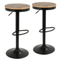 Adjustable Wood Bar Stool Set of 2 E697