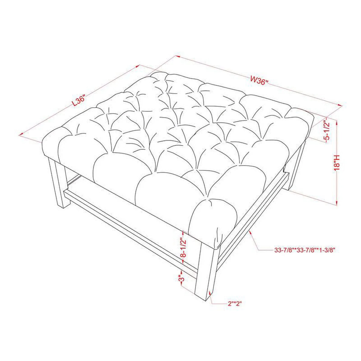 Wood Ottoman in Antique Washed Gray and Light Gray J8845