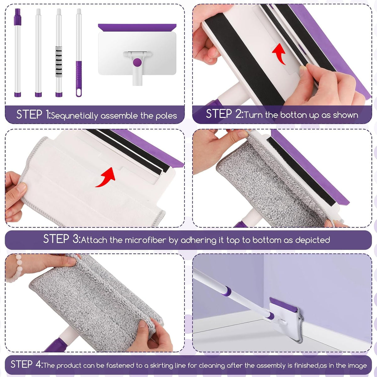 60" Extendable Baseboard Cleaner with 5 Reusable Pads G920