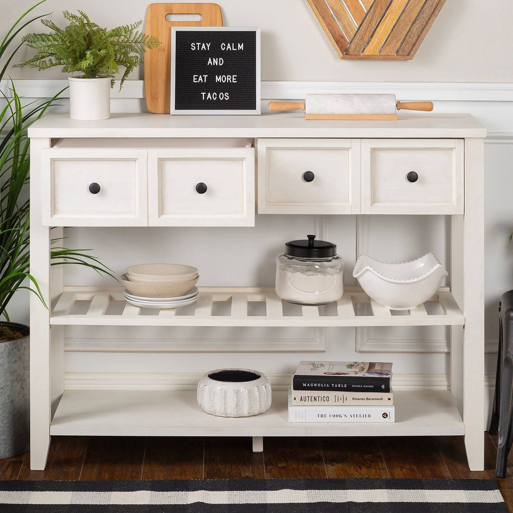 White 2 Drawer Solid Wood Buffet M975