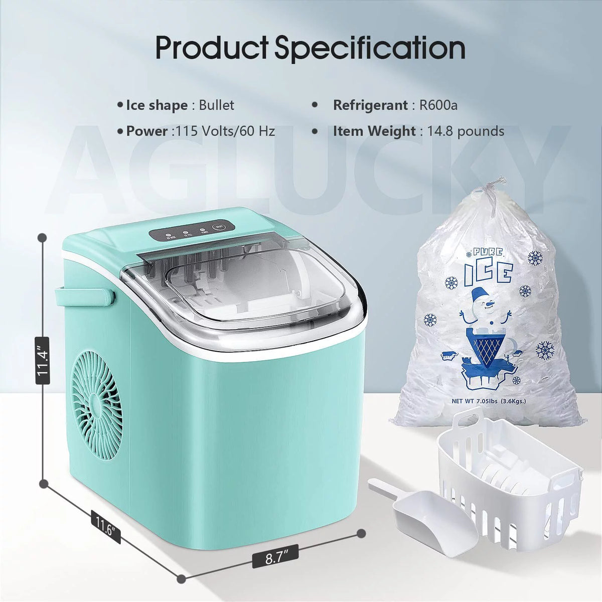 Countertop Nugget Ice Maker 26lbs Per Day with Ice Scoop M590
