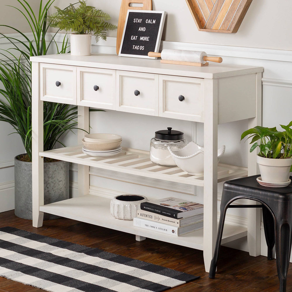 White 2 Drawer Solid Wood Buffet M975