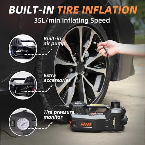 5 Ton 12V Electric Car Jack Kit with Impact Wrench and Tire Inflator Pump V875