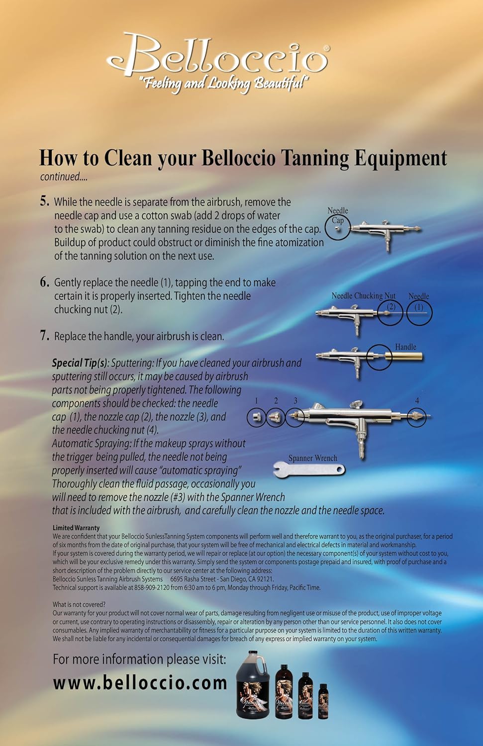 Complete Professional Sunless Tanning Airbrush System with Airbrush, Compressor & Hose and 4 Ounce Tanning Solution X206