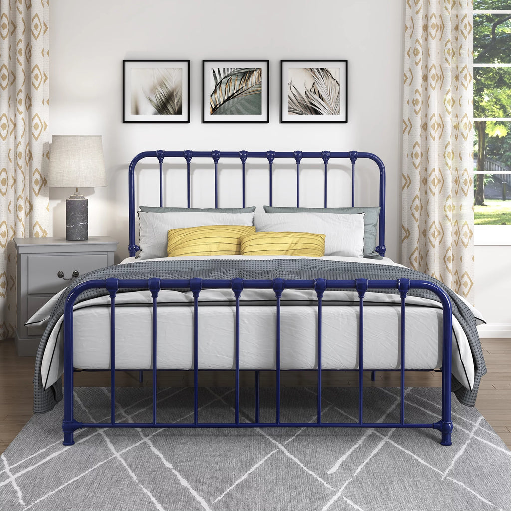 Metal Platform Bed Full Navy Blue L929