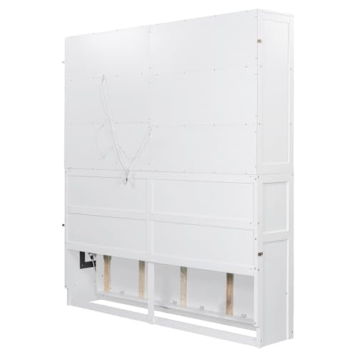 Twin Size Gray Murphy Bed Frame with Storage Cabinet and Shelves T8879