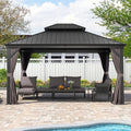 12' X 14' Grey Aluminum Hardtop Gazebo T8104
