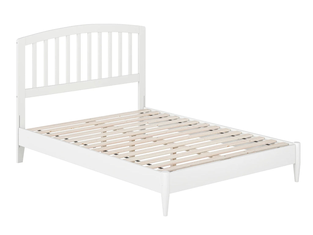 White Full Solid Wood Low Profile Platform Bed V6637