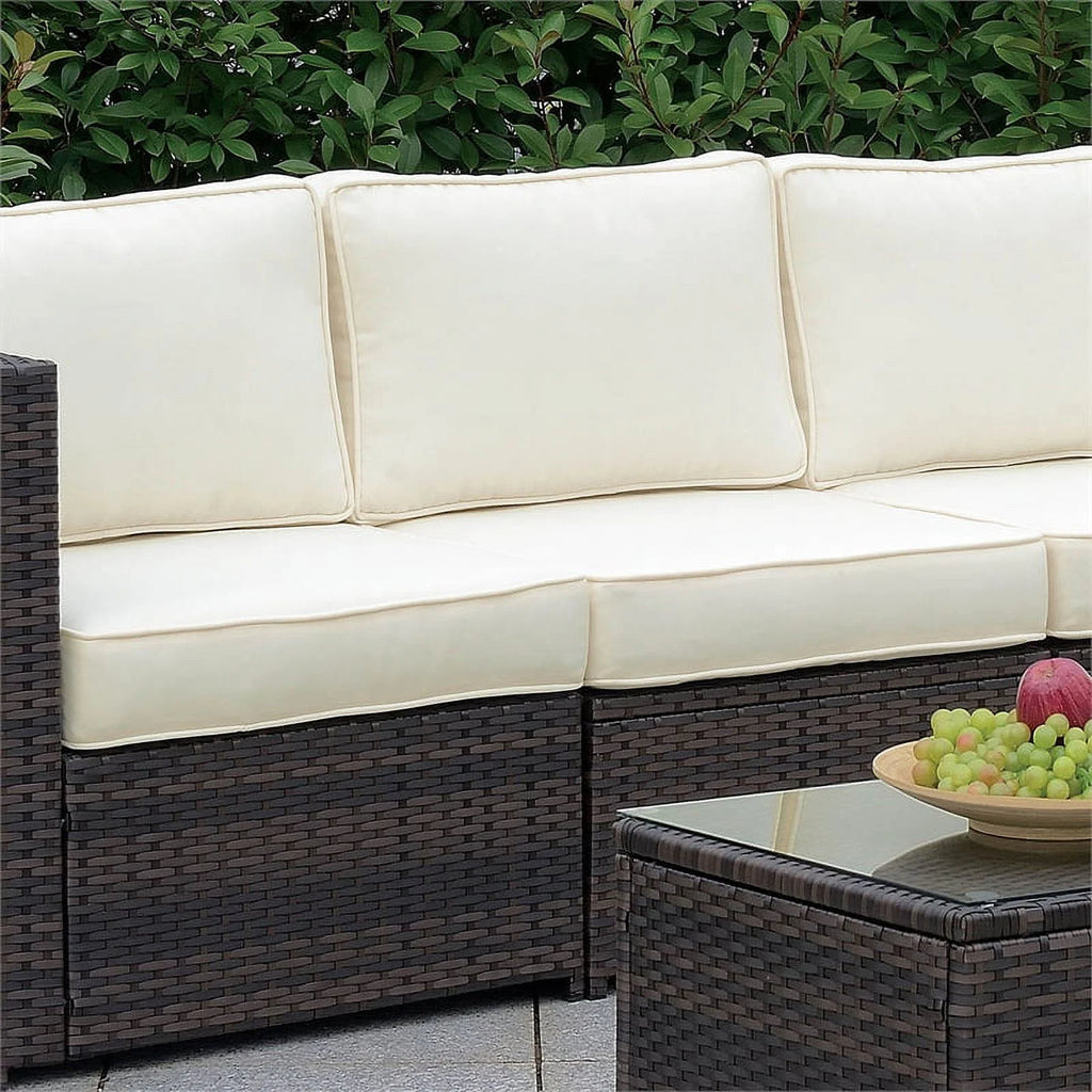 Brown and Beige Rattan Patio Armless Chair J3814