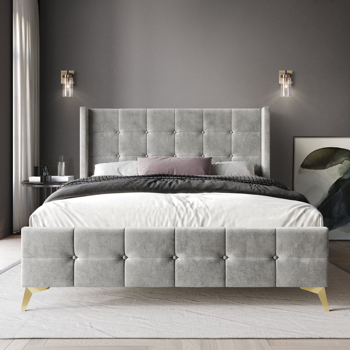 Twin Size Velvet Upholstered Bed G935530