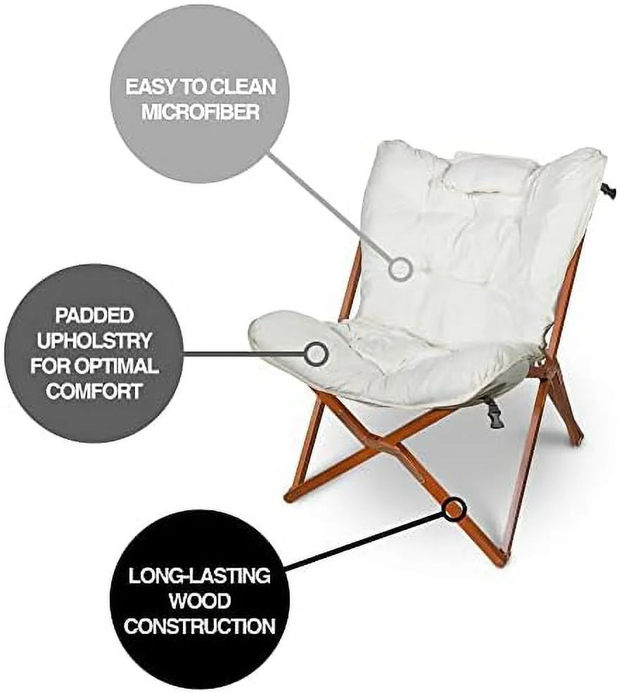 White Wood Folding Accent Chair K36199