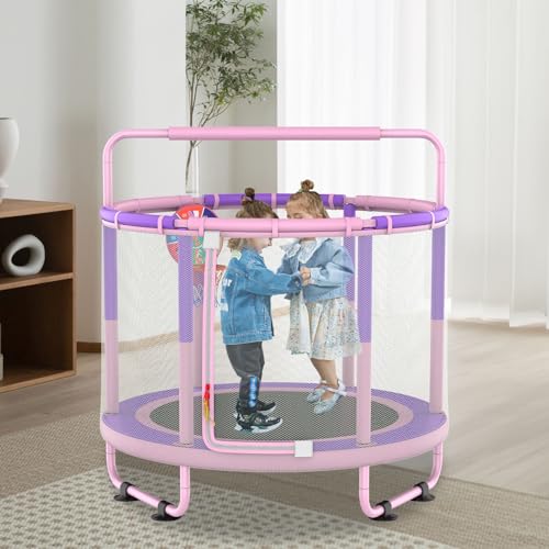 60" 5ft 6-in-1 Trampoline with Swing, Basketball Hoop, Dart Board, Gymnastics Bar P555266