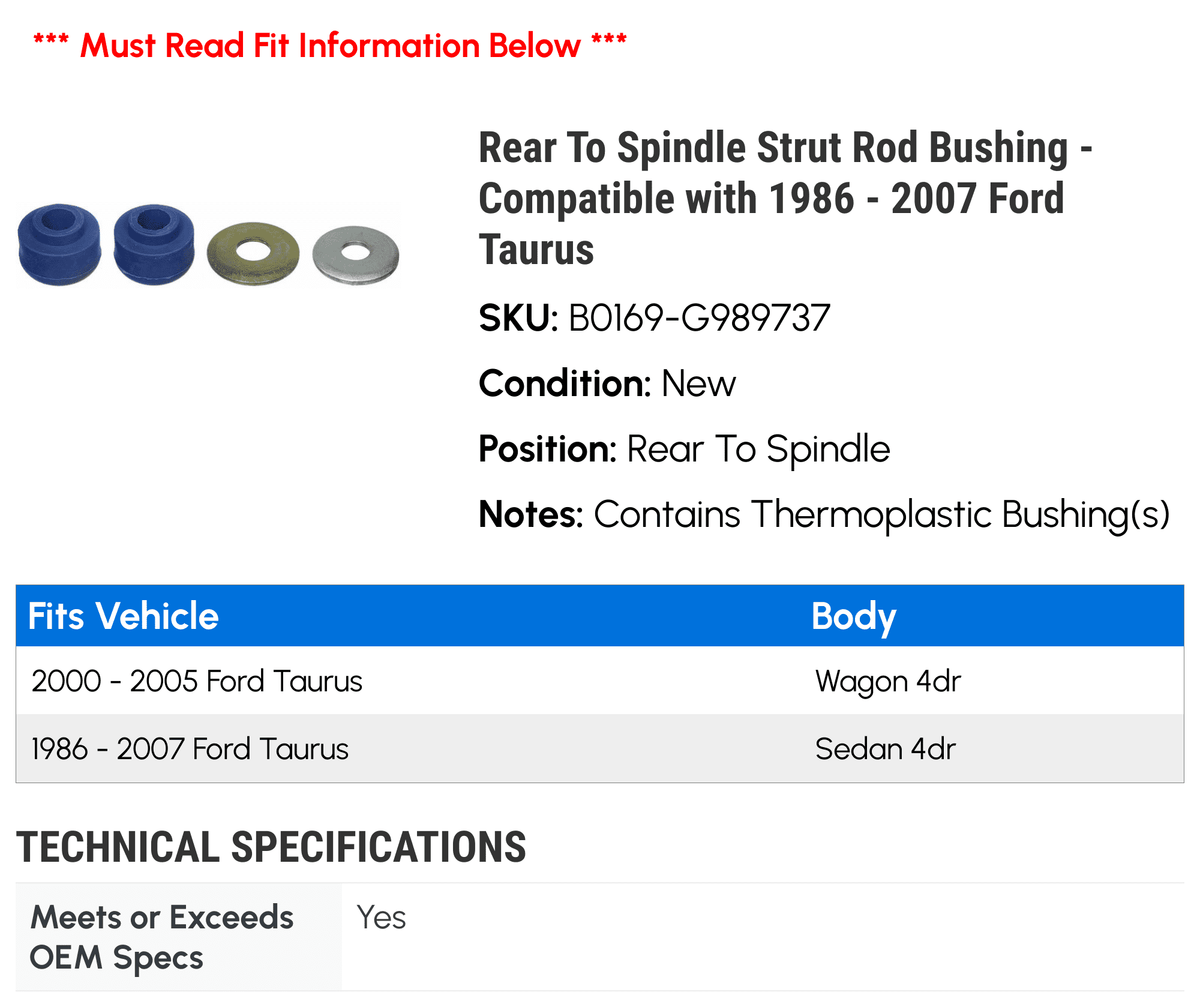 Rear To Spindle Strut Rod Bushing L906