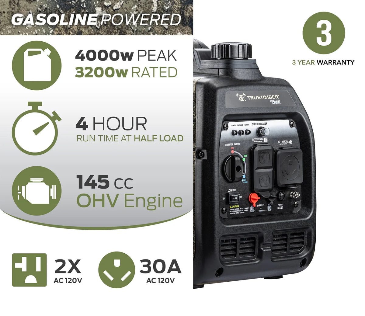 4000-Watt Gasoline Powered Inverter Generator O505