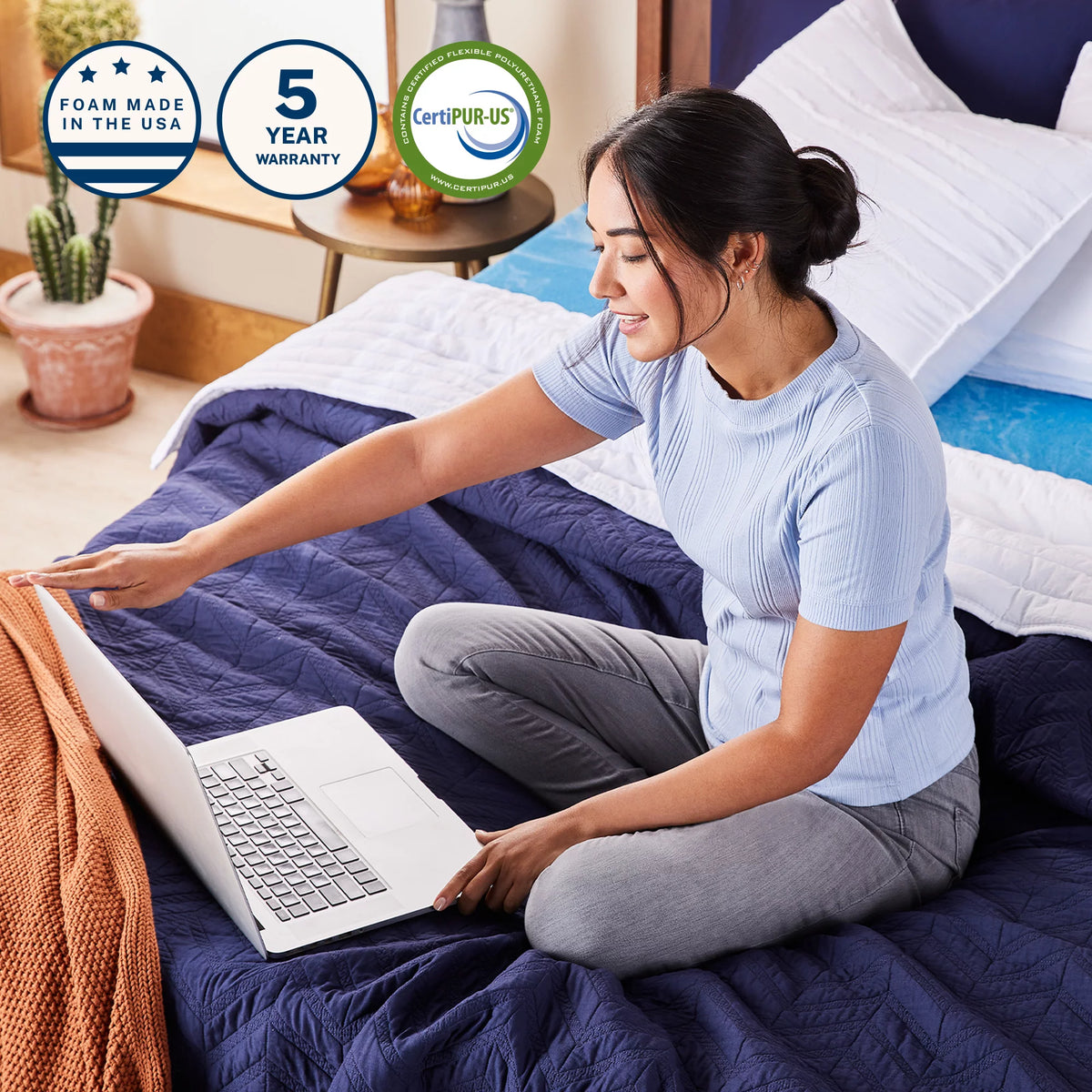 Gel Memory Foam Mattress Topper, King, 3 inch R1244