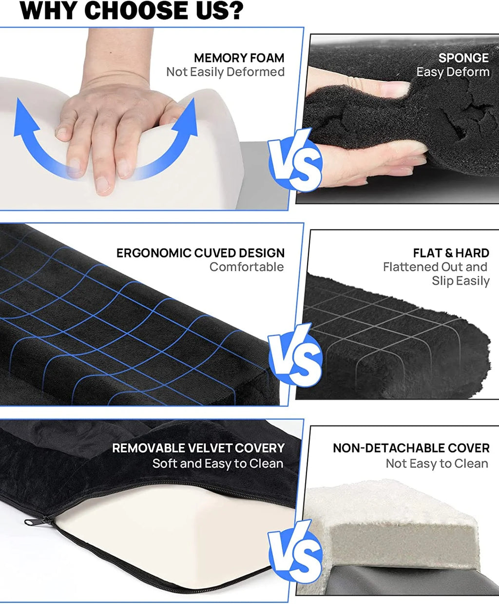 Black Memory Foam Knee Scooter Seat Cushion M111