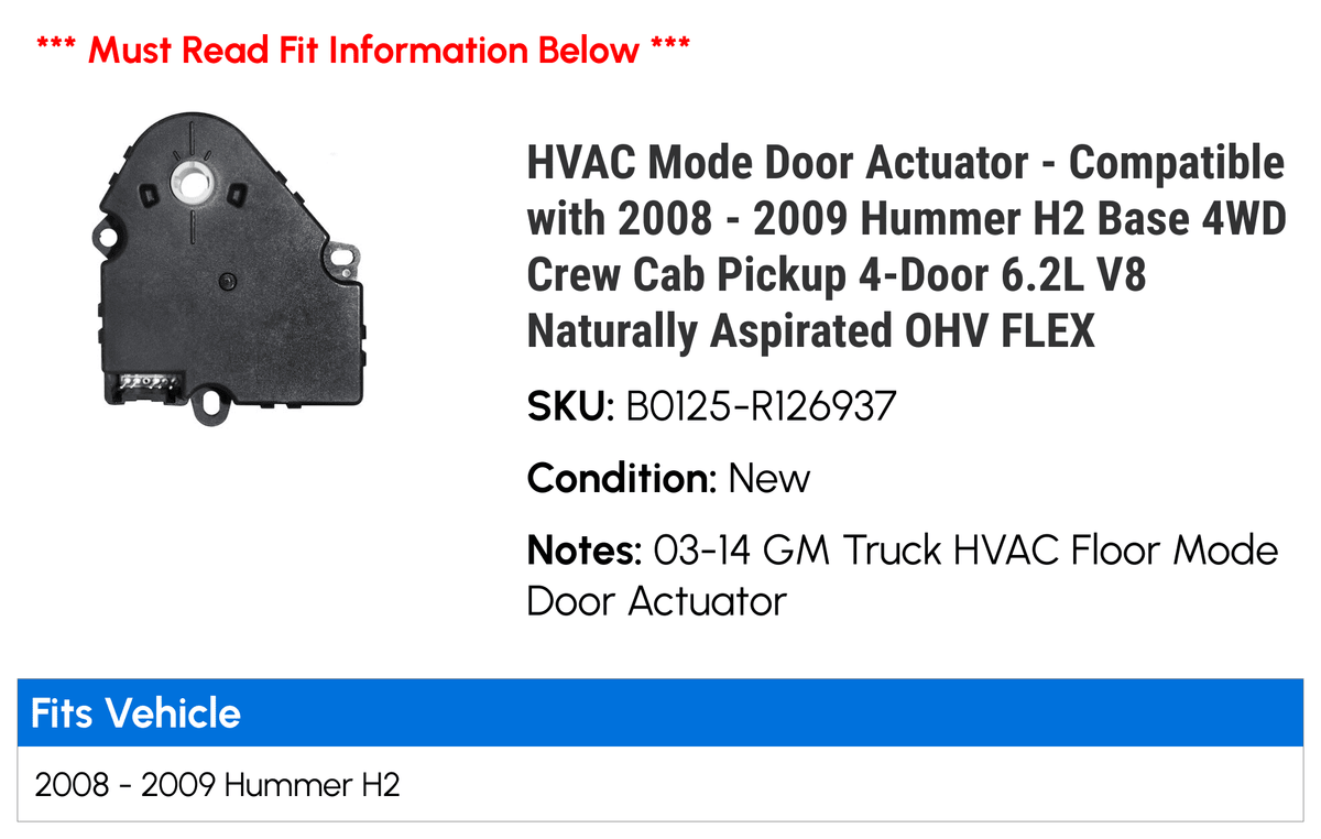 HVAC Mode Door Actuator J1540