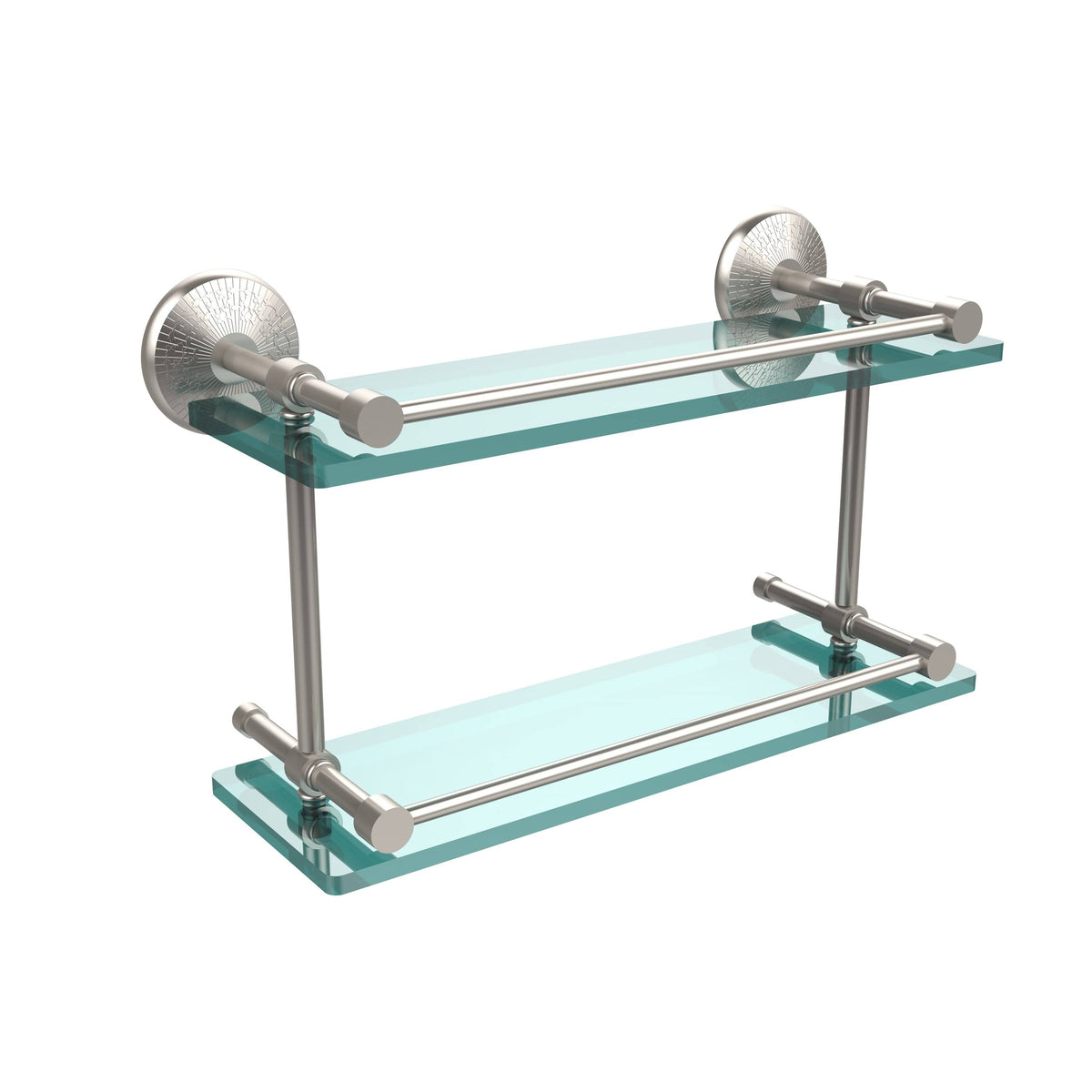 16-inch Double Glass Shelf with Gallery Rail U408738