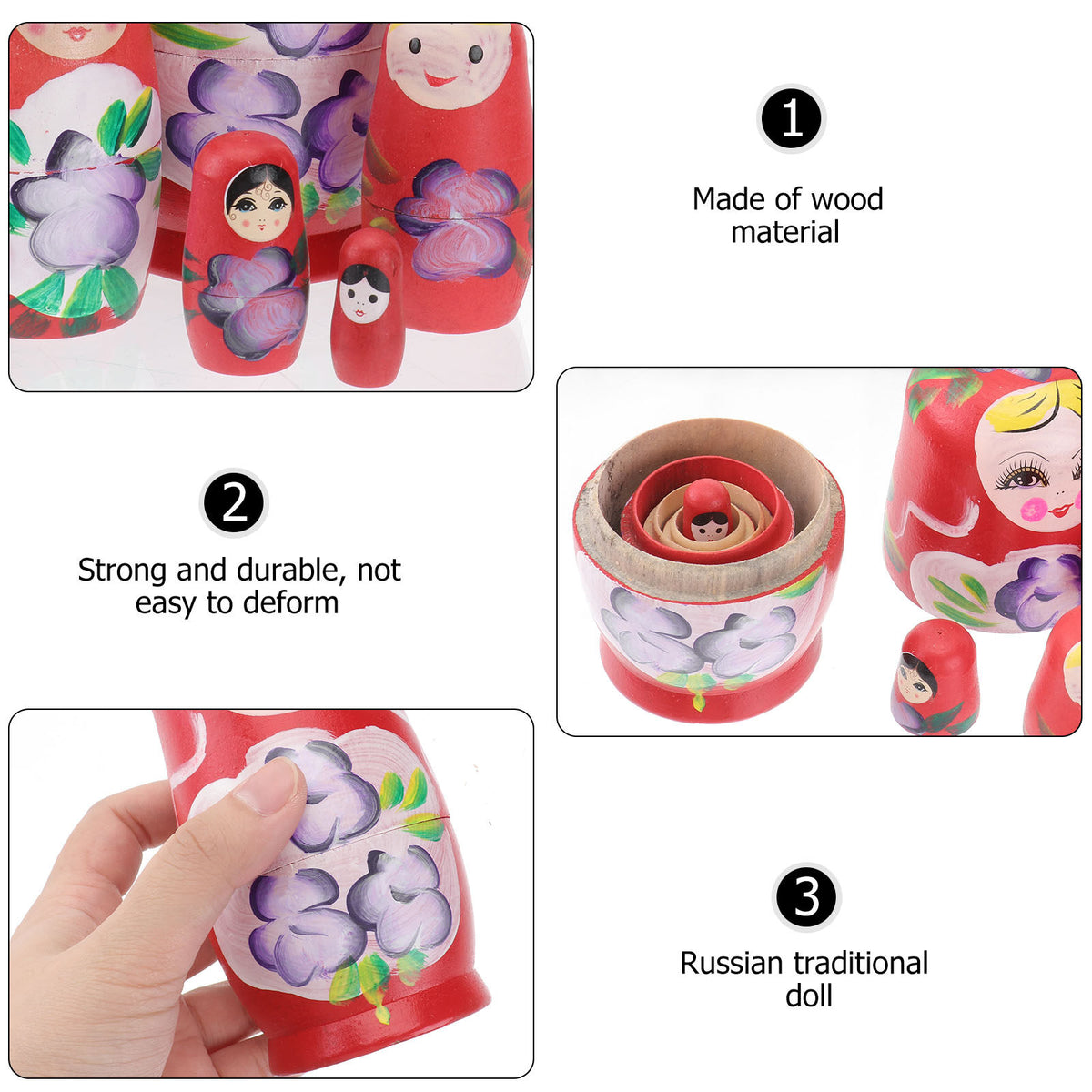 Red Travel Wooden Doll Decor 5 Pcs V262104