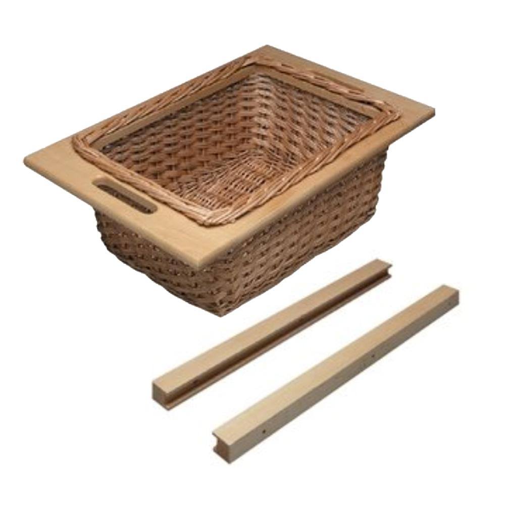 Light Brown Wood Wicker Basket Organizer V532085