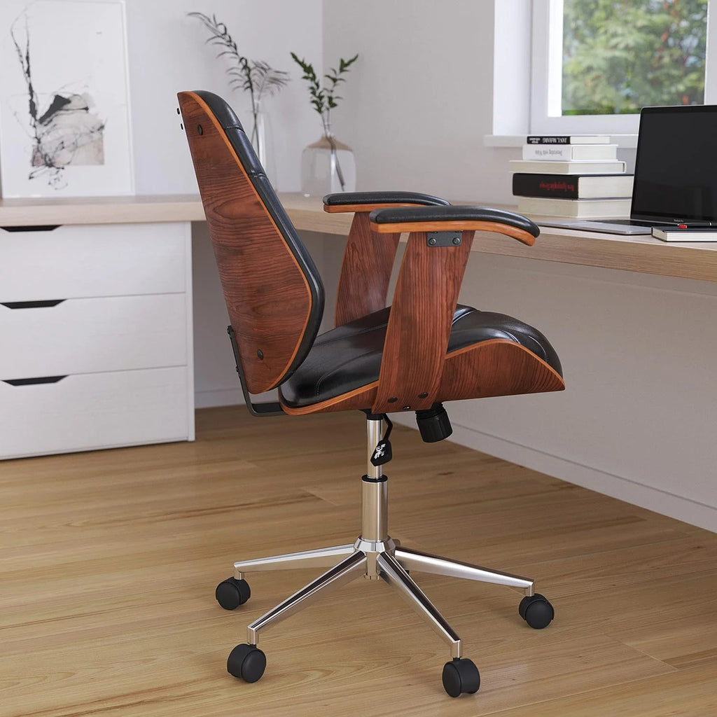 Black Faux Leather Ergonomic Office Chair J420