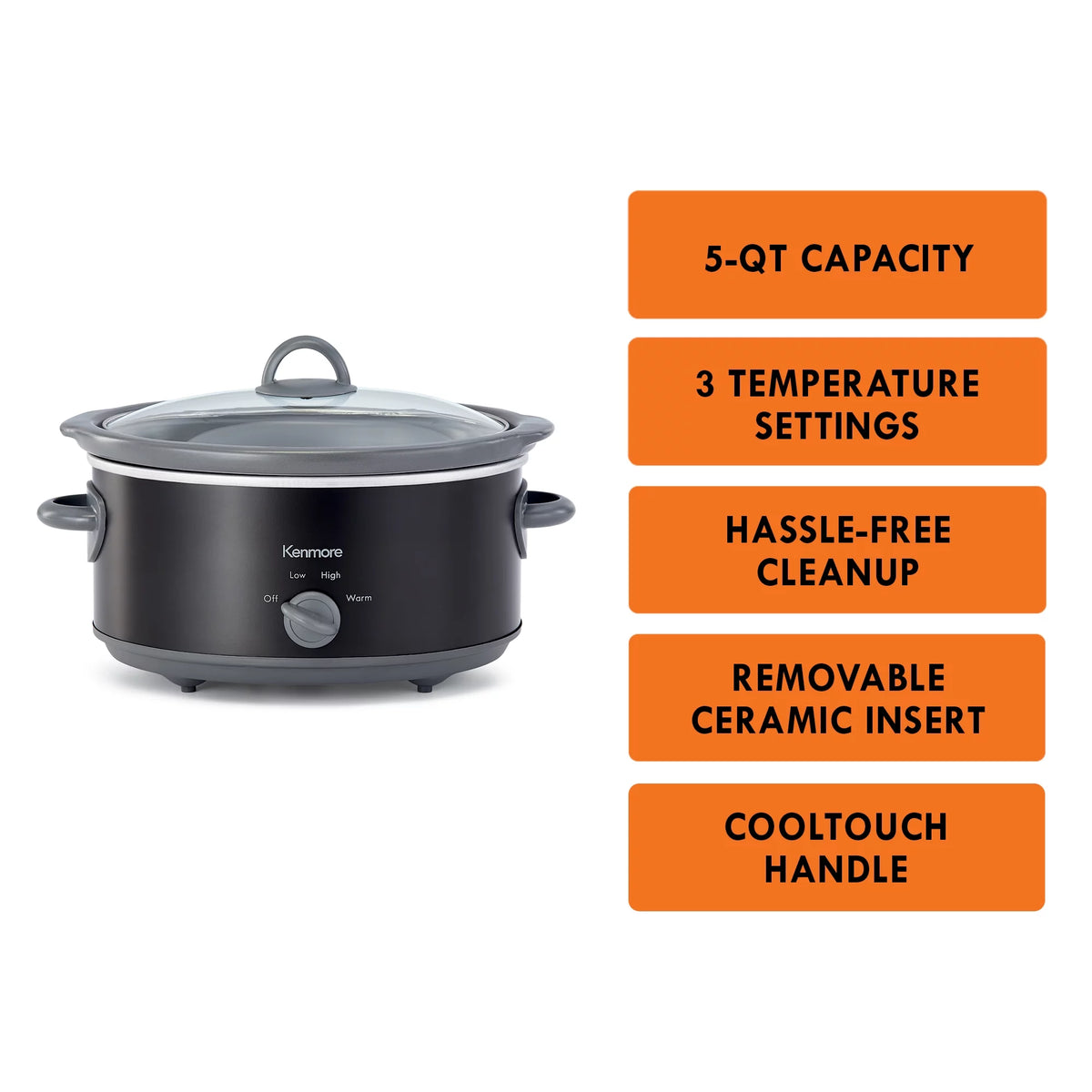 5 qt Black Slow Cooker E9718