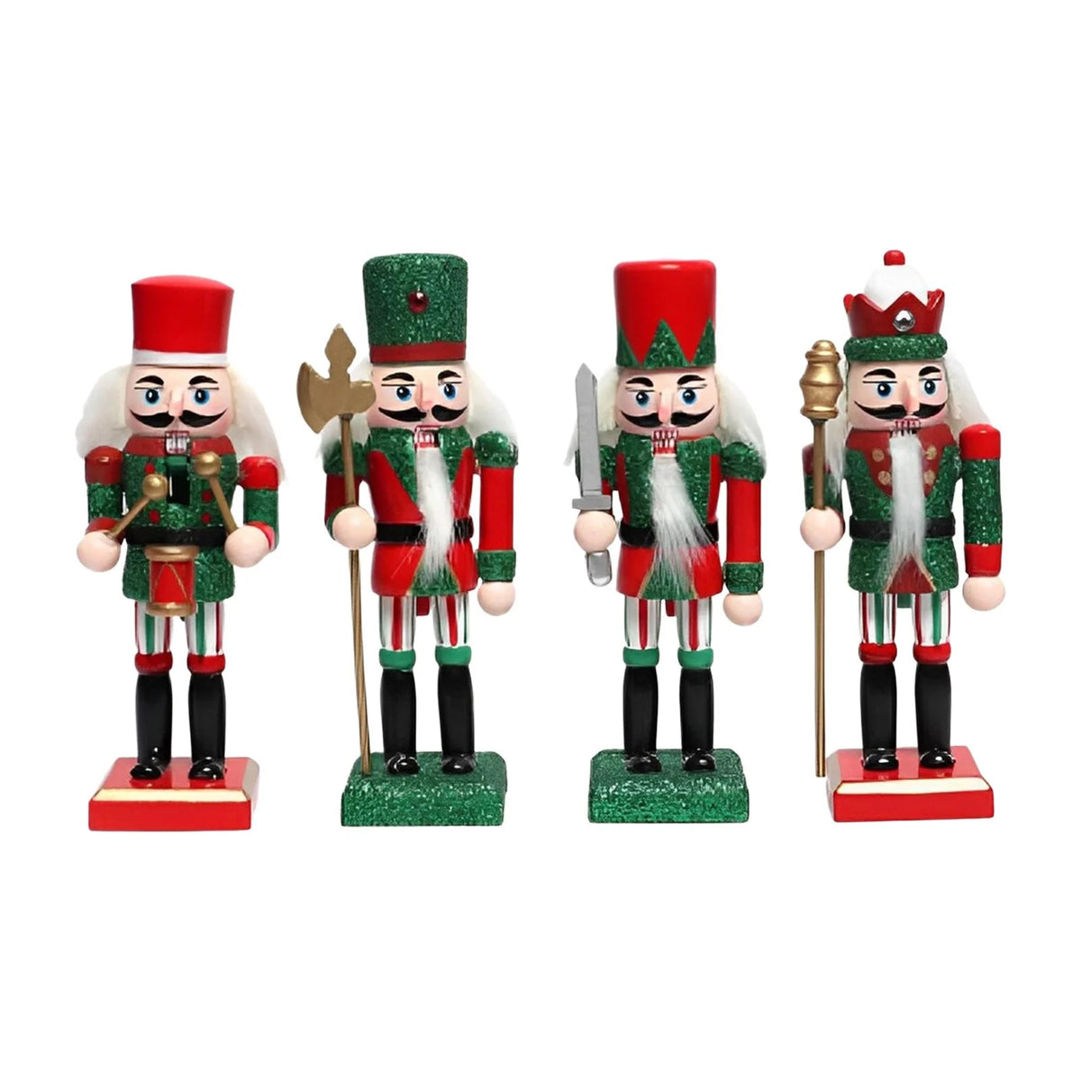 18cm 4 Pieces Wooden Nutcracker Soldier Table Decoration B66002