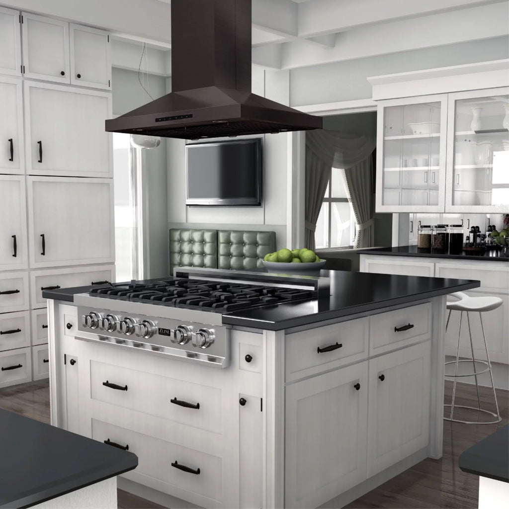 42 in. Black Stainless Steel Island Mount Range Hood H607