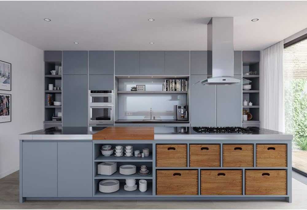 36 Inch Stainless Steel Glass Canopy Island Mounted Kitchen Range Hood T754