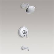 Bath and Shower Faucet Trim with Push-Button Diverter and Scroll Lever G69272