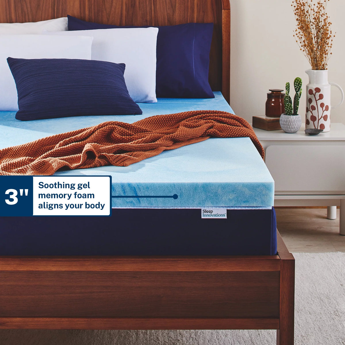 Gel Memory Foam Mattress Topper, King, 3 inch R1244
