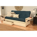 Antique White Full Size Futon Frame with Mattress & Storage Drawers E62888