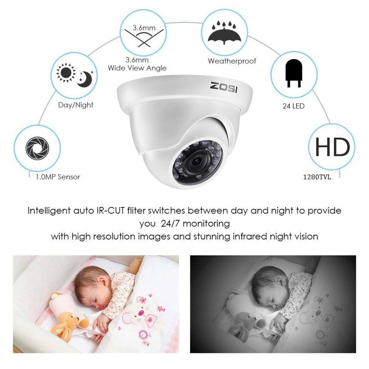720p HD-TVI 8 Channel Security Camera System with 1TB Hard Drive B186286
