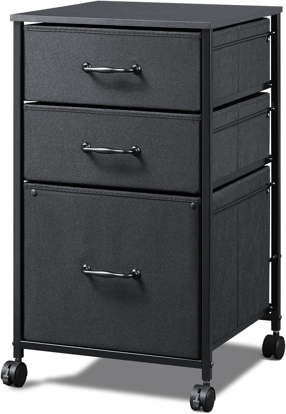 Black Mobile File Cabinet with Storage Shelf E484